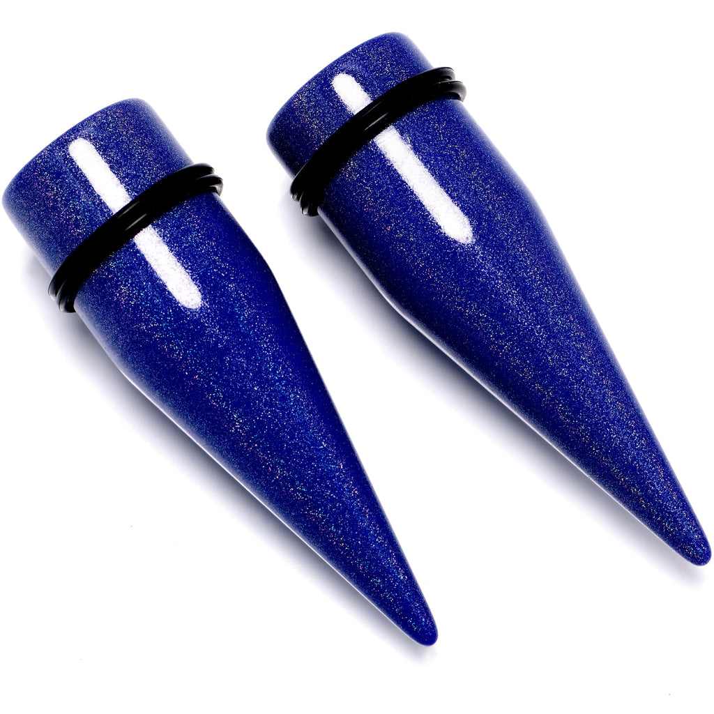 BodyCandy Blue Shimmer Acrylic Straight Taper Set 6mm to 20mm Sizes — comparison shot