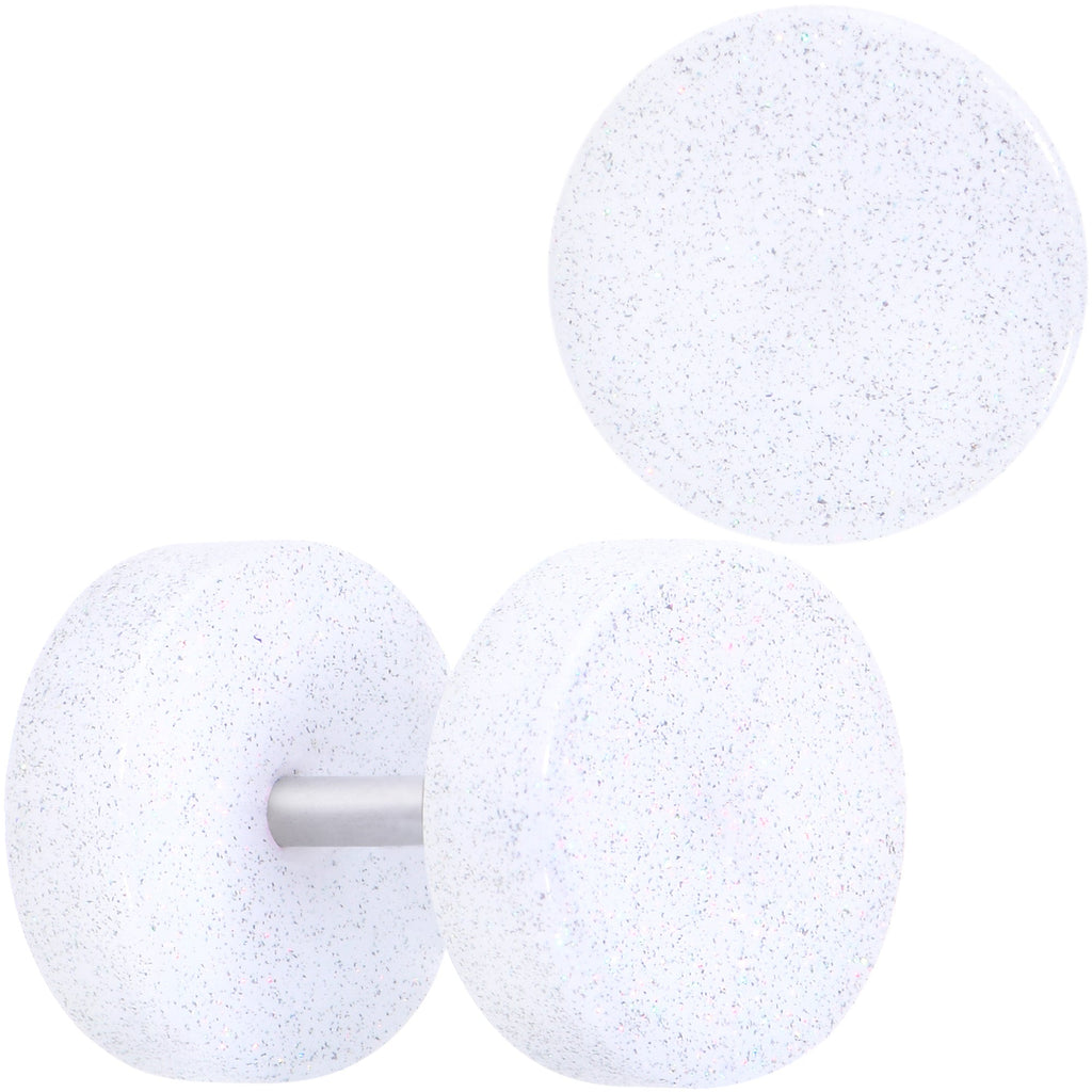 BodyCandy 18G White Shimmer Acrylic Cheater Plug Set — main product shot