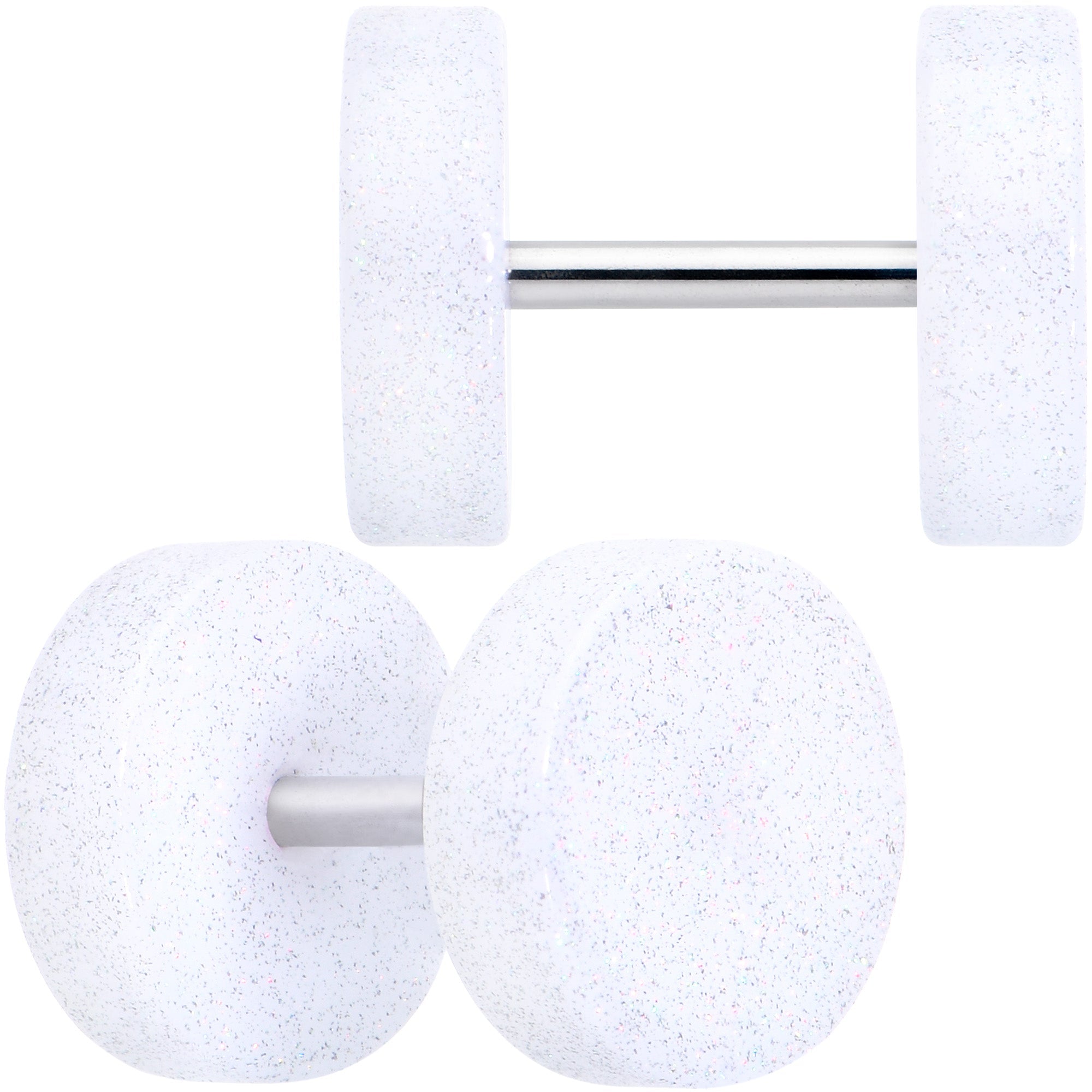 BodyCandy 18G White Shimmer Acrylic Cheater Plug Set — detail close-up