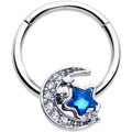 BodyCandy 16G 3/8 Blue CZ Gem Starry Night Sky Hinged Segment Ring — main product shot