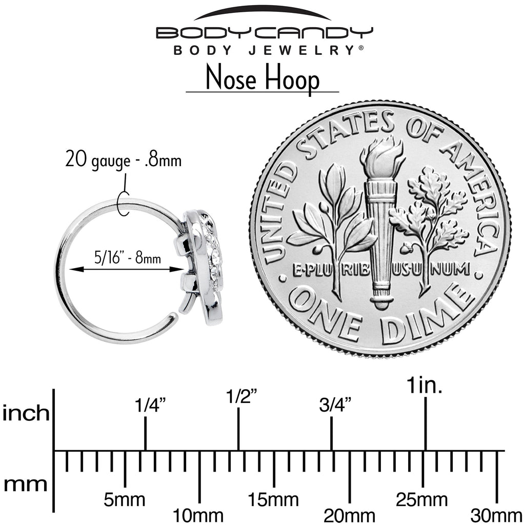 BodyCandy 20G 5/16 Clear Gem Heavenly Heart Angel Wing Black Nose Hoop — alternative angle