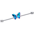 BodyCandy 14G Blue CZ Gem Simply Colorful Butterfly Industrial Barbell 38mm — main product shot