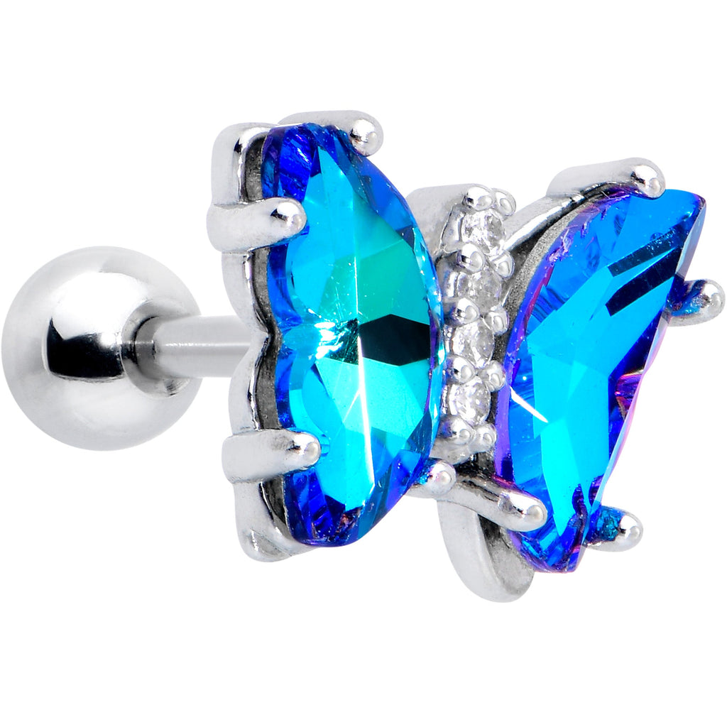 BodyCandy 16G 1/4 Blue CZ Gem Simply Colorful Butterfly Cartilage Earring — main product shot
