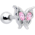 BodyCandy 16G 1/4 Pink Gem Fancy Fab Butterfly Cartilage Tragus Earring — main product shot