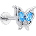 BodyCandy 16G 5/16 Blue Gem Fancy Fab Butterfly Internally Threaded Labret — main product shot