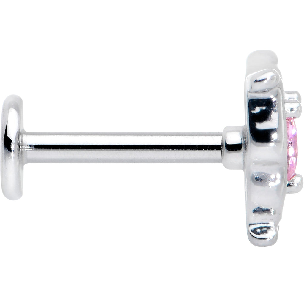 BodyCandy 16G 5/16 Pink Gem Fancy Fab Butterfly Internally Threaded Labret — lifestyle context