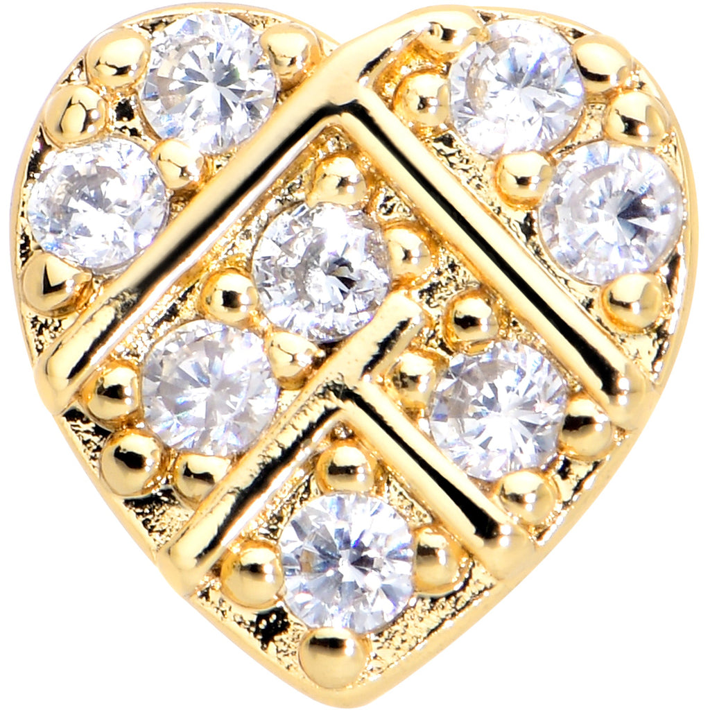 BodyCandy 16G 1/4 Clear Gem Gold Tone Lattice Heart Cartilage Tragus Earring — detail close-up