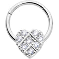 BodyCandy 16G 3/8 Clear CZ Gem Lattice Heart Hinged Segment Ring — main product shot