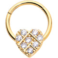 BodyCandy 16G 3/8 Clear CZ Gem Gold Tone Lattice Heart Hinged Segment Ring — main product shot