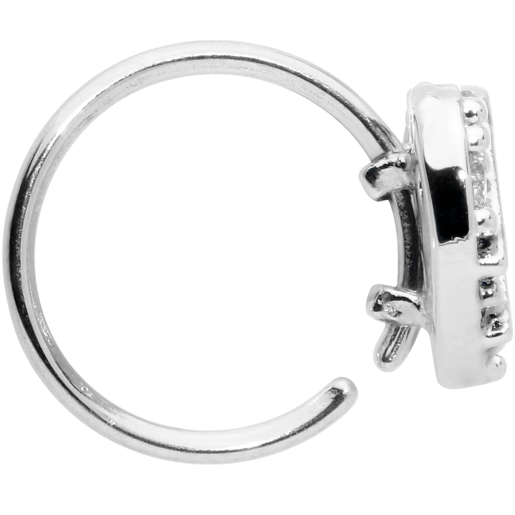 BodyCandy 20G 5/16 Clear CZ Gem Lattice Heart Nose Hoop — detail close-up