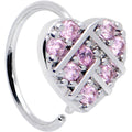 BodyCandy 20G 5/16 Pink CZ Gem Lattice Heart Nose Hoop — main product shot