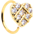 BodyCandy 20G 5/16 Clear CZ Gem Gold Tone Lattice Heart Nose Hoop — main product shot