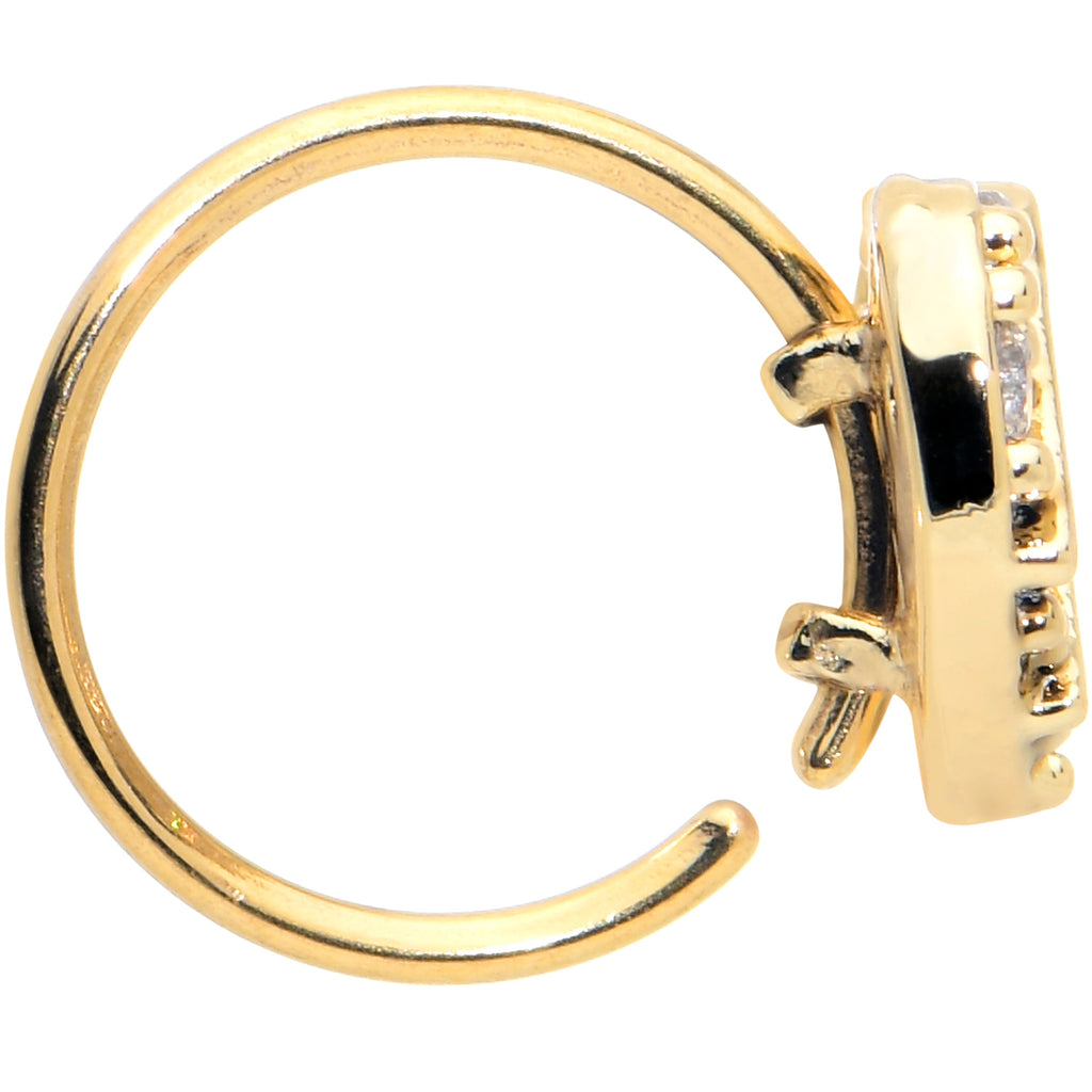 BodyCandy 20G 5/16 Clear CZ Gem Gold Tone Lattice Heart Nose Hoop — detail close-up