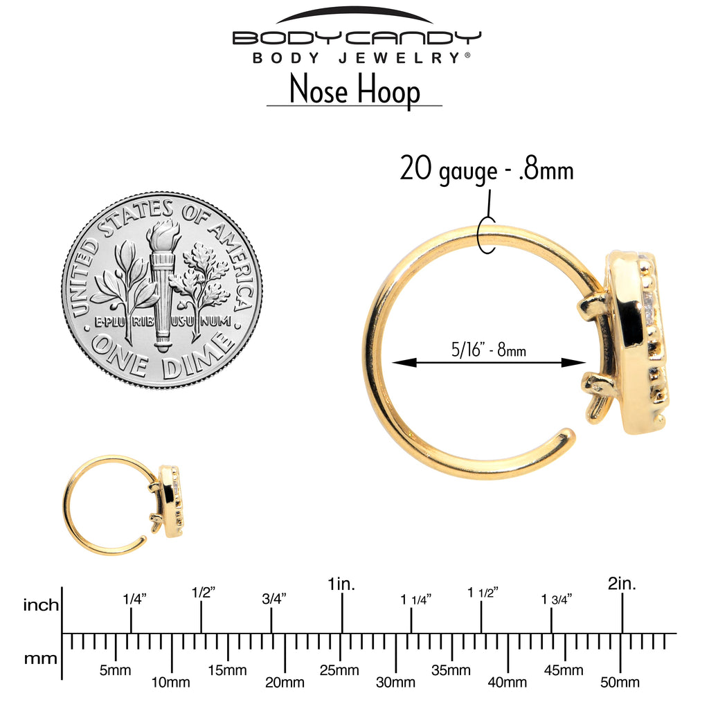 BodyCandy 20G 5/16 Clear CZ Gem Gold Tone Lattice Heart Nose Hoop — lifestyle context