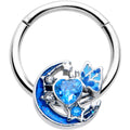 BodyCandy 16G 3/8 Blue CZ Gem Butterfly Love Heart Hinged Segment Ring — main product shot