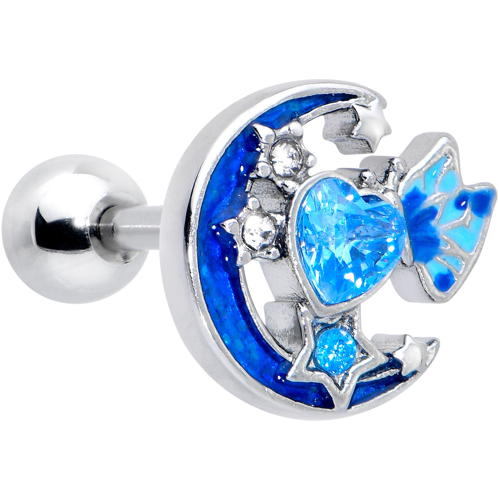 BodyCandy 16G 1/4 Blue CZ Gem Butterfly Love Heart Cartilage Tragus Earring — main product shot