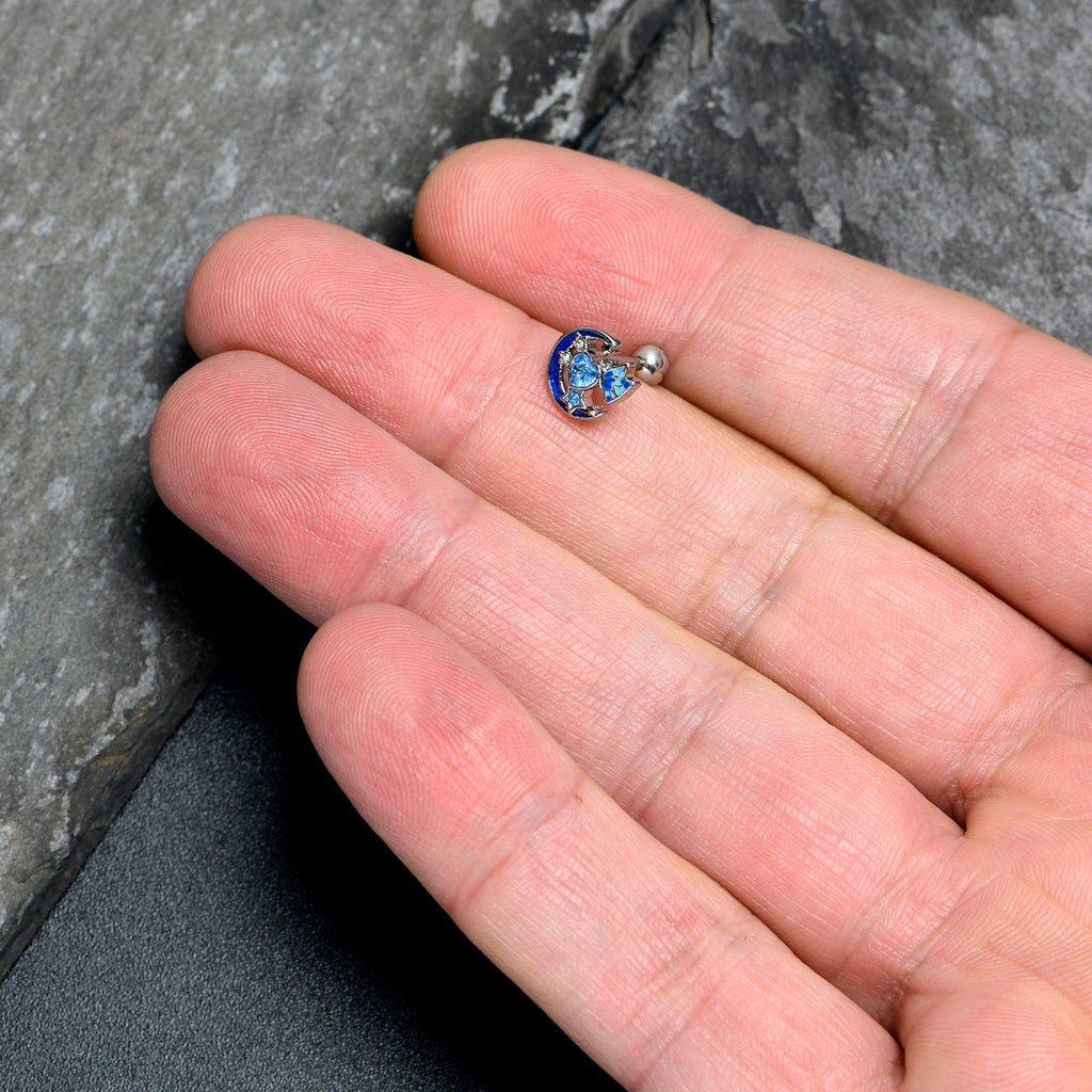 BodyCandy 16G 1/4 Blue CZ Gem Butterfly Love Heart Cartilage Tragus Earring — side view