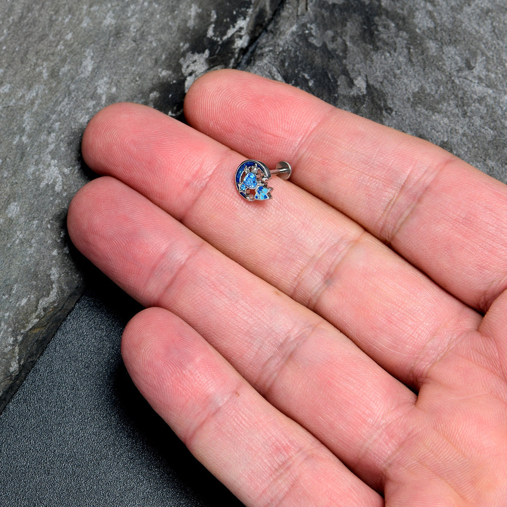 BodyCandy 16G 5/16 Blue CZ Gem Butterfly Love Heart Labret Monroe Tragus — side view