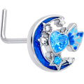 BodyCandy 20G 7mm Blue CZ Gem Moon Butterfly Love Heart L Shape Nose Ring — main product shot