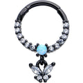 BodyCandy 16G 3/8 Blue Synthetic Opal Black Butterfly Hinged Segment Ring — main product shot