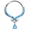 BodyCandy 16G 3/8 Blue CZ Gem Elegant Curves Dangle Hinged Segment Ring — main product shot