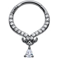 BodyCandy 16G 3/8 Clear CZ Gem Black Elegant Curves Hinged Segment Ring — main product shot