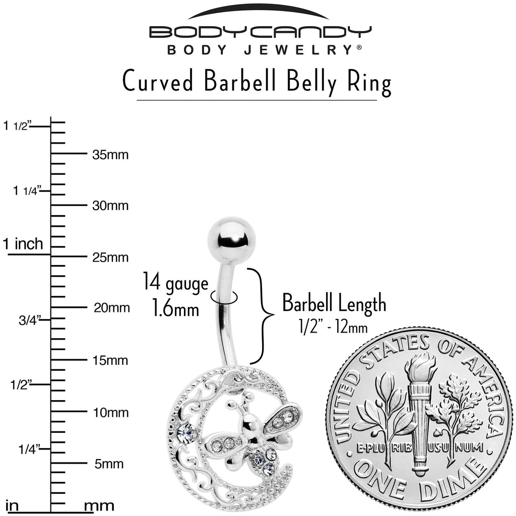 BodyCandy Clear Gem Lunar Dragonfly Belly Ring — alternative angle