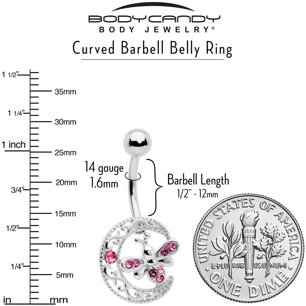 BodyCandy Pink Gem Lunar Dragonfly Belly Ring — alternative angle
