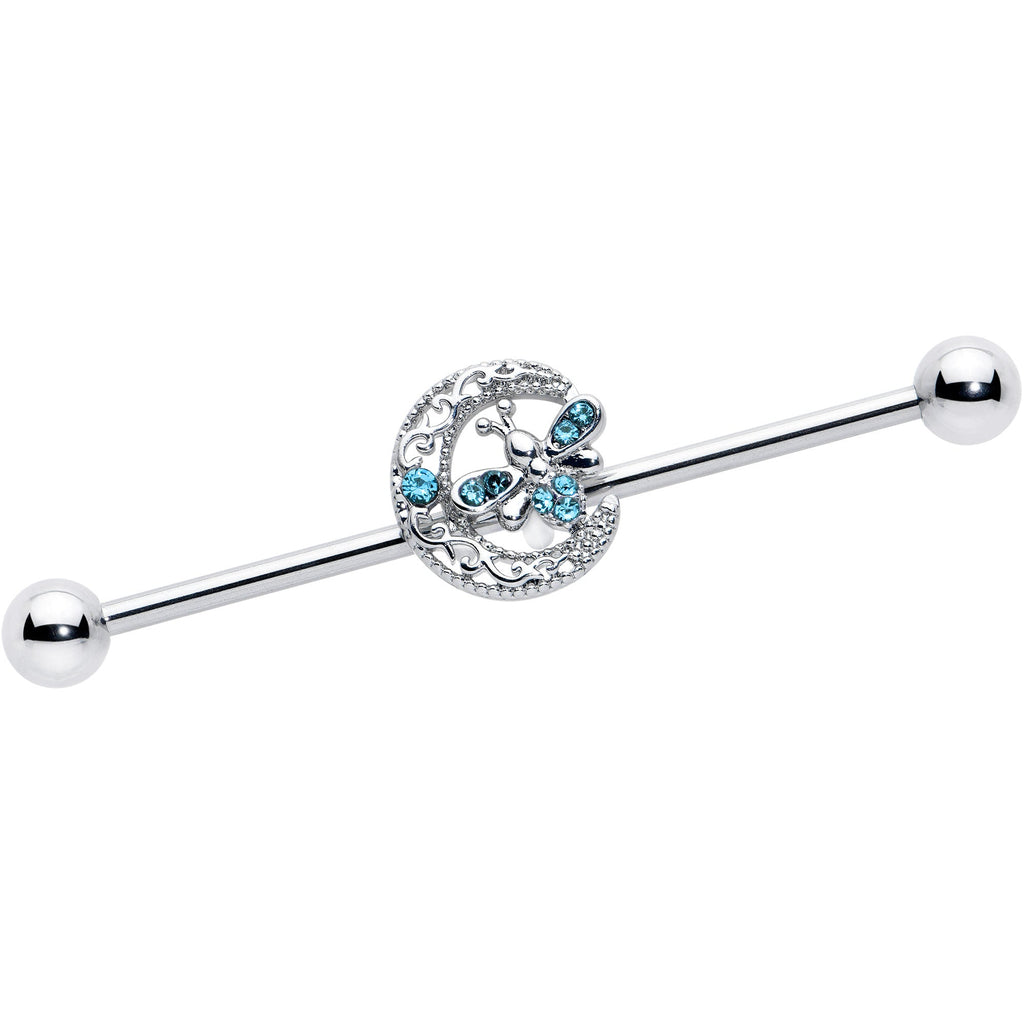 BodyCandy 14G Blue Gem Lunar Dragonfly Industrial Barbell 38mm — main product shot