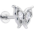 BodyCandy 16G 5/16 Clear Gem Fancy Fab Butterfly Internally Threaded Labret — main product shot