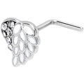BodyCandy 20G 7mm White Heavenly Heart Angel Wing L Shape Nose Ring — main product shot