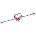 BodyCandy 14G Clear Gem Butterfly Rose Flower Pink Industrial Barbell 38mm — main product shot