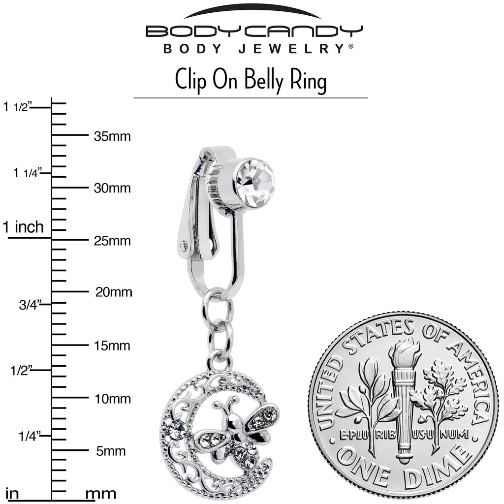 BodyCandy Clear Gem Lunar Dragonfly Fake Clip On Belly Ring — alternative angle