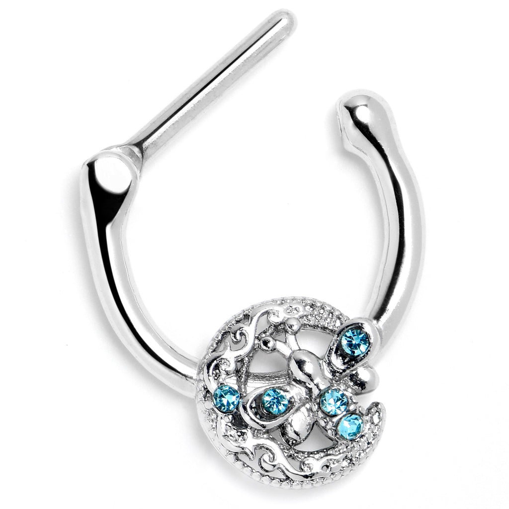 BodyCandy 16G 5/16 Blue Gem Lunar Dragonfly Cartilage Clicker — back view