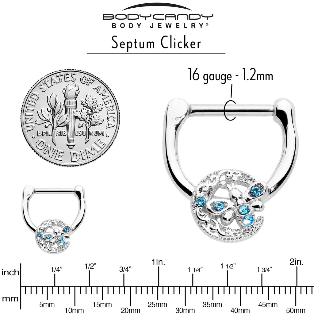 BodyCandy 16G 5/16 Blue Gem Lunar Dragonfly Cartilage Clicker — alternative angle