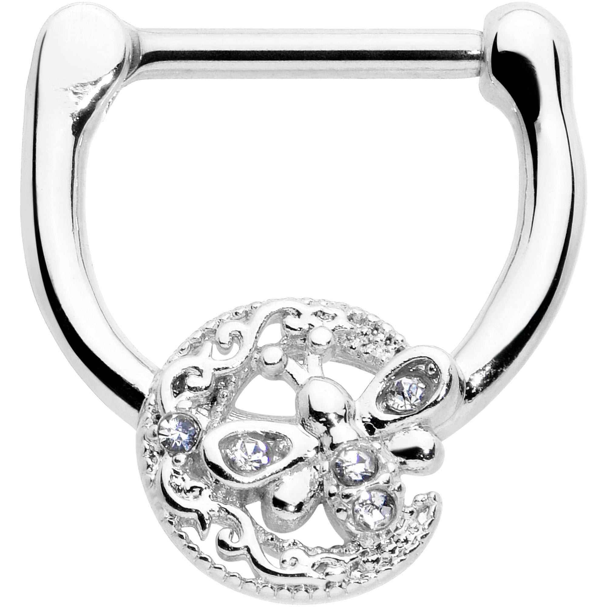BodyCandy 16G 5/16 Clear Gem Lunar Dragonfly Cartilage Clicker — main product shot