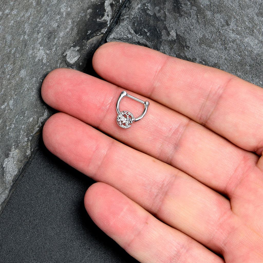 BodyCandy 16G 5/16 Clear Gem Lunar Dragonfly Cartilage Clicker — lifestyle context