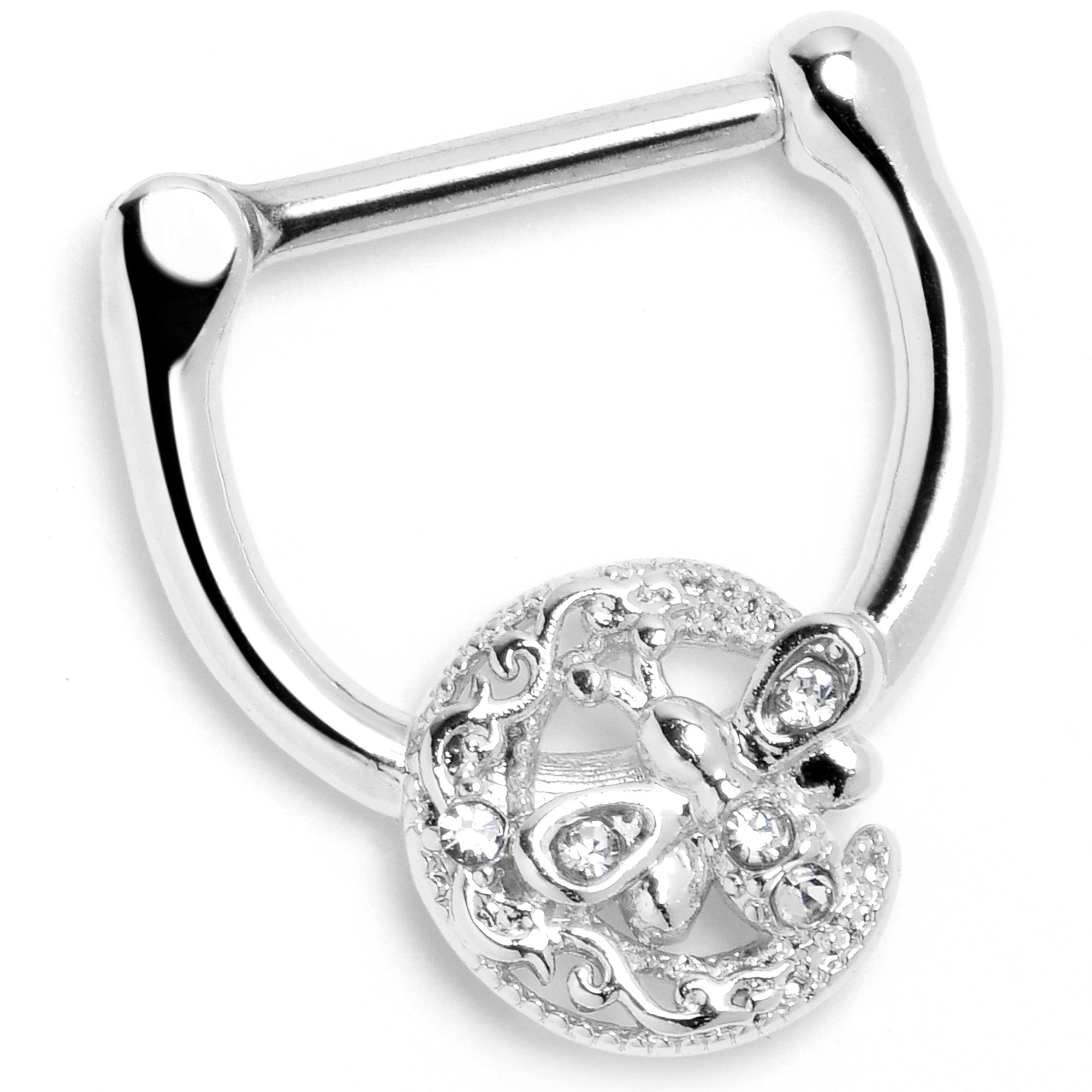 BodyCandy 16G 5/16 Clear Gem Lunar Dragonfly Cartilage Clicker — side view
