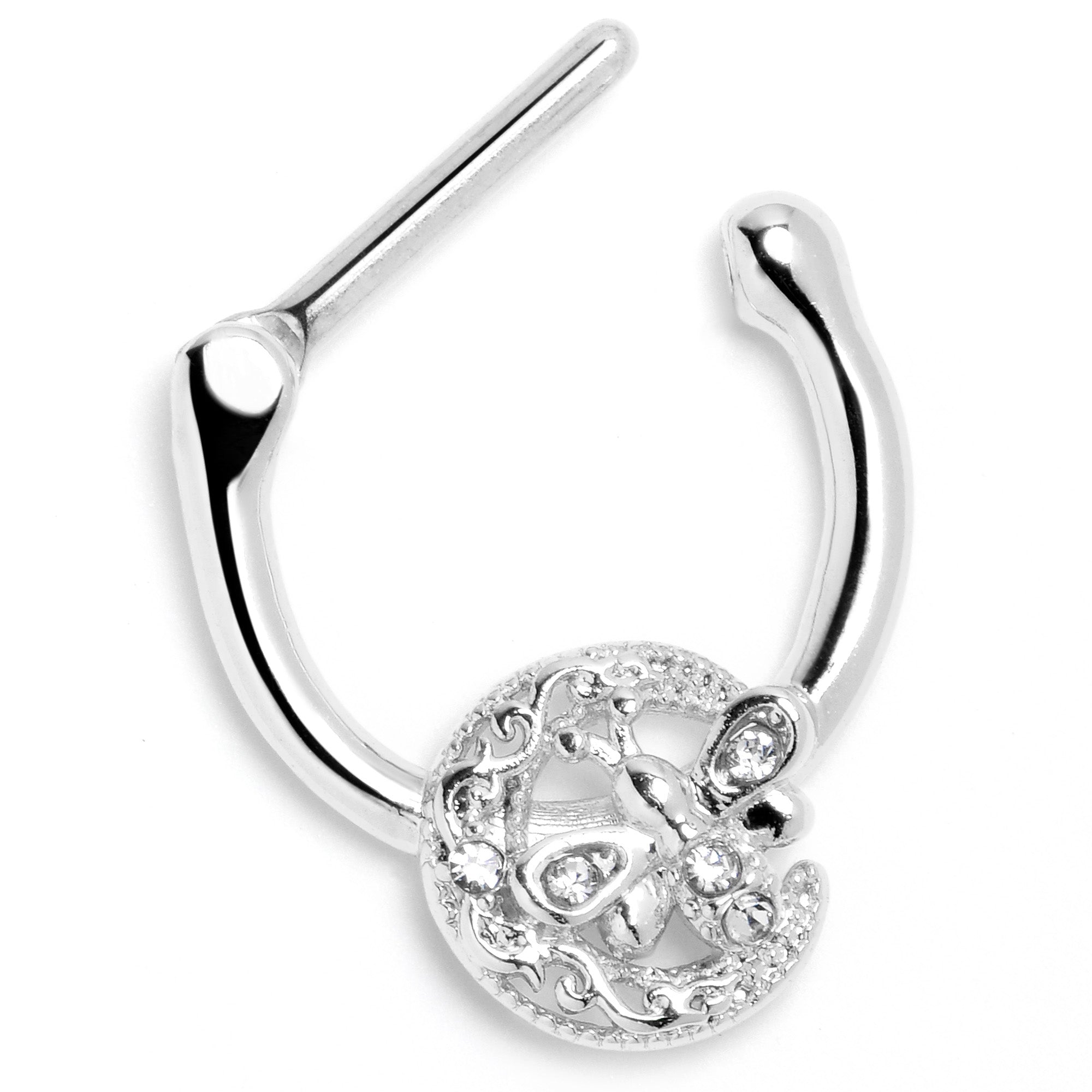 BodyCandy 16G 5/16 Clear Gem Lunar Dragonfly Cartilage Clicker — back view