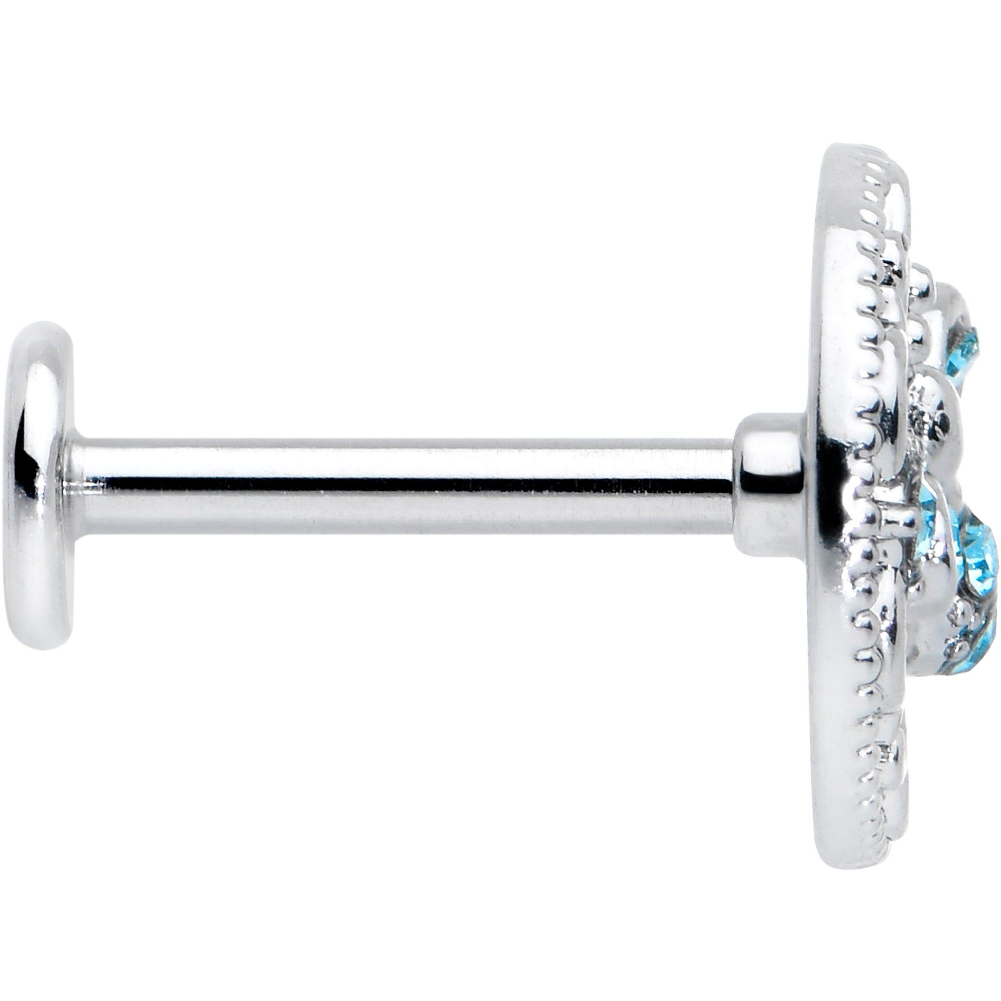 BodyCandy 16G 5/16 Blue Gem Lunar Dragonfly Internally Threaded Labret Tragus — lifestyle context