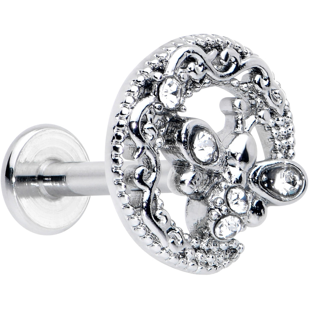BodyCandy 16G 5/16 Clear Gem Lunar Dragonfly Internally Threaded Labret Tragus — main product shot