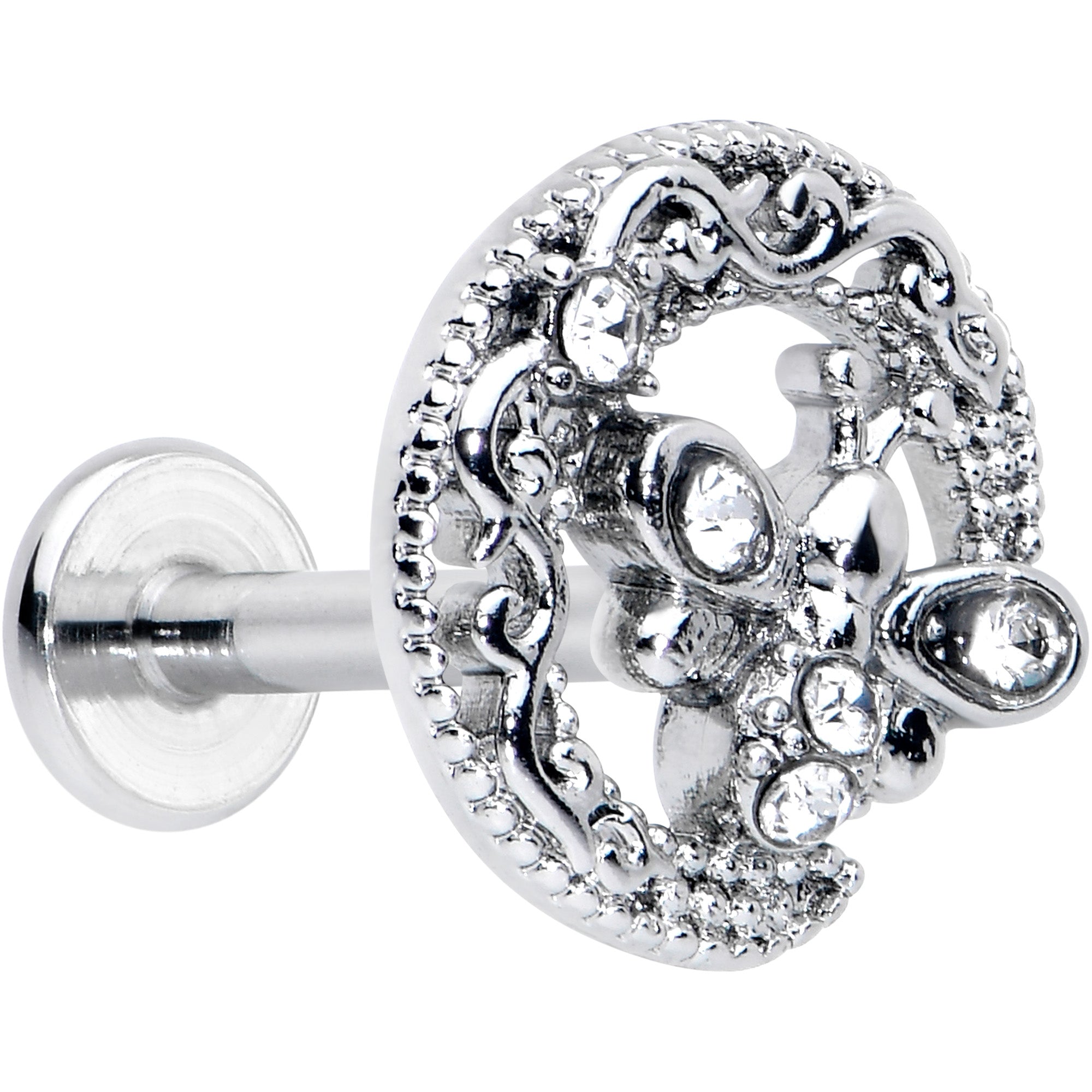 BodyCandy 16G 5/16 Clear Gem Lunar Dragonfly Internally Threaded Labret Tragus — main product shot