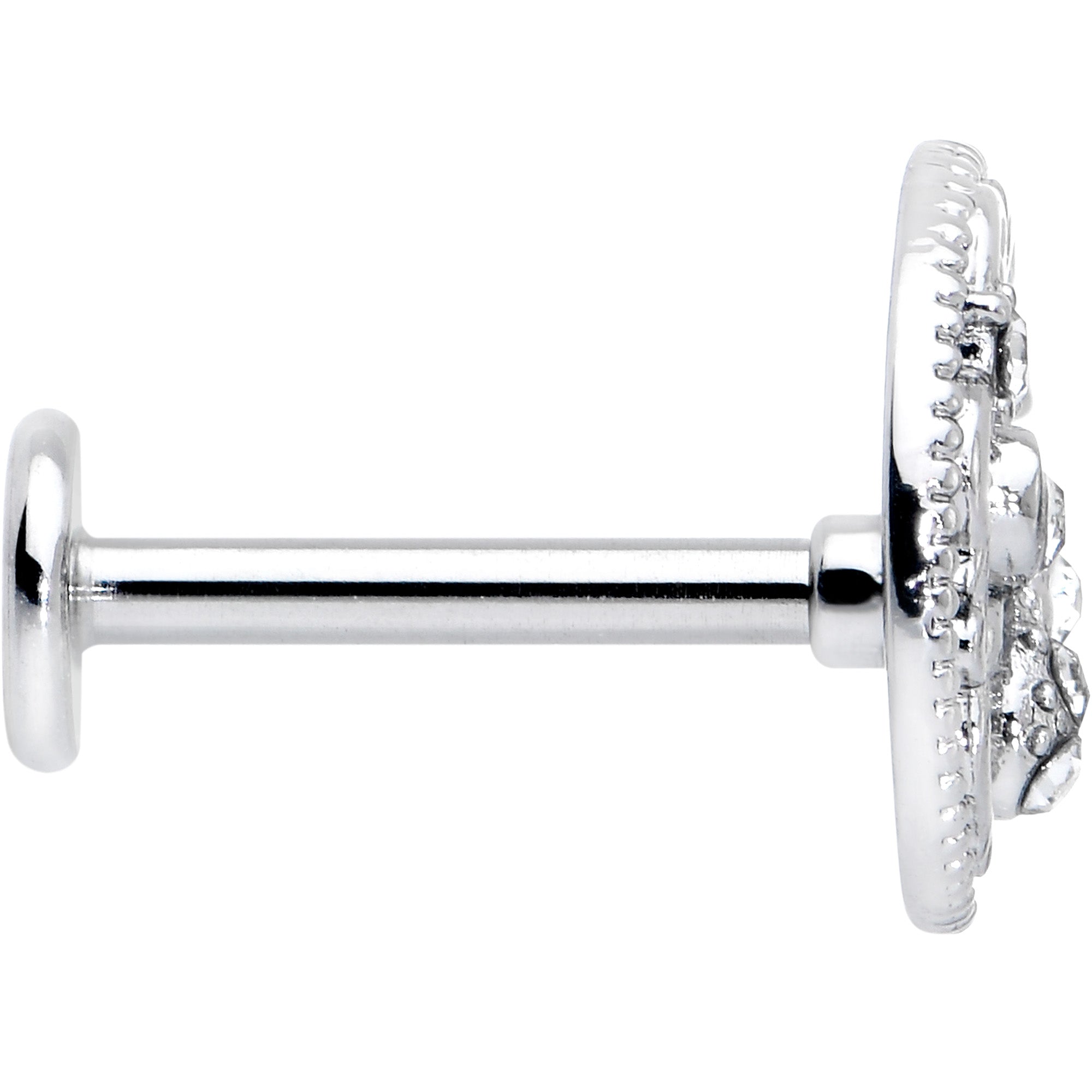 BodyCandy 16G 5/16 Clear Gem Lunar Dragonfly Internally Threaded Labret Tragus — lifestyle context
