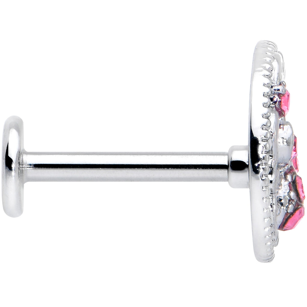 BodyCandy 16G 5/16 Pink Gem Lunar Dragonfly Internally Threaded Labret Tragus — lifestyle context