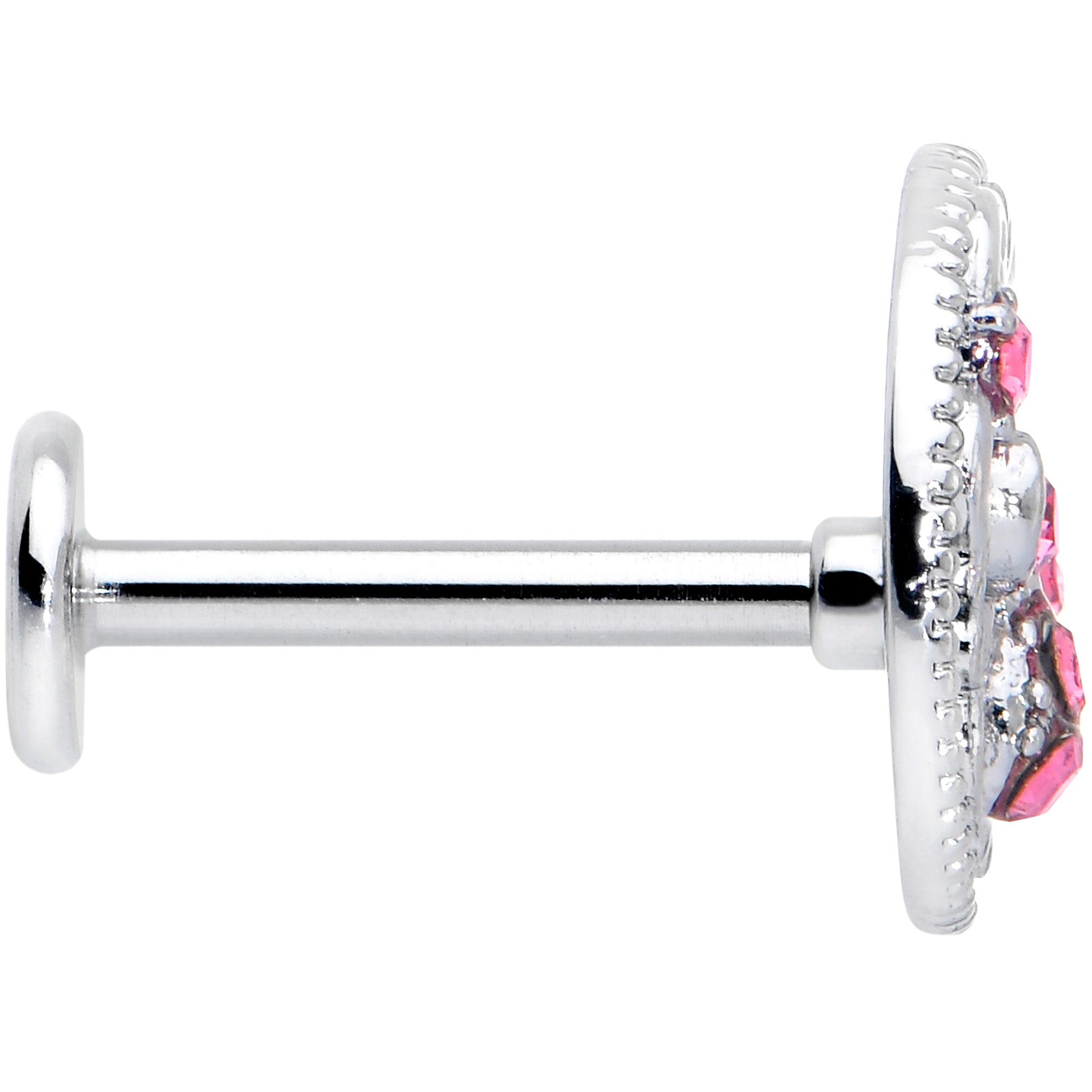 BodyCandy 16G 5/16 Pink Gem Lunar Dragonfly Internally Threaded Labret Tragus — lifestyle context