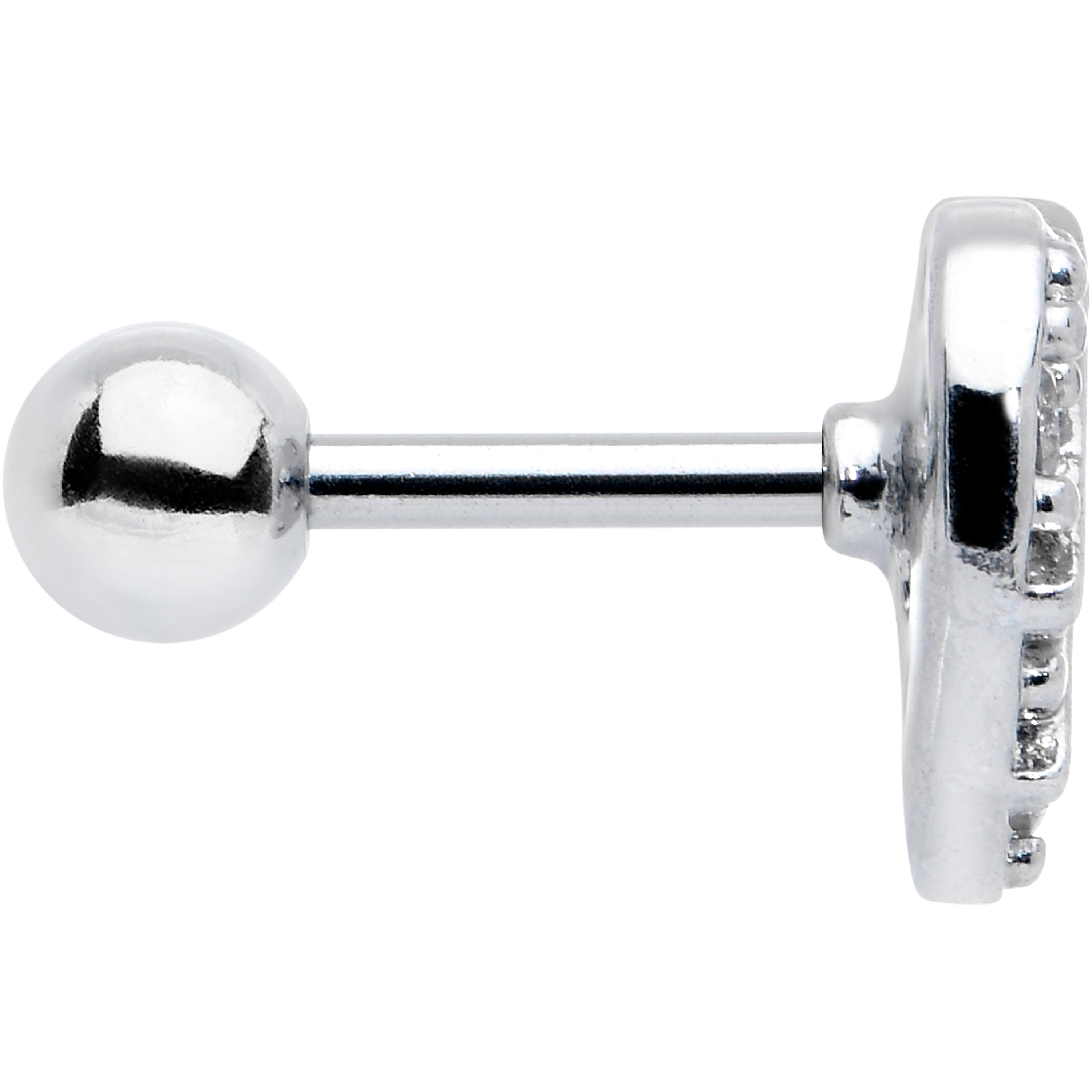 BodyCandy 16G 1/4 Clear CZ Gem Lattice Heart Cartilage Tragus Earring — detail close-up