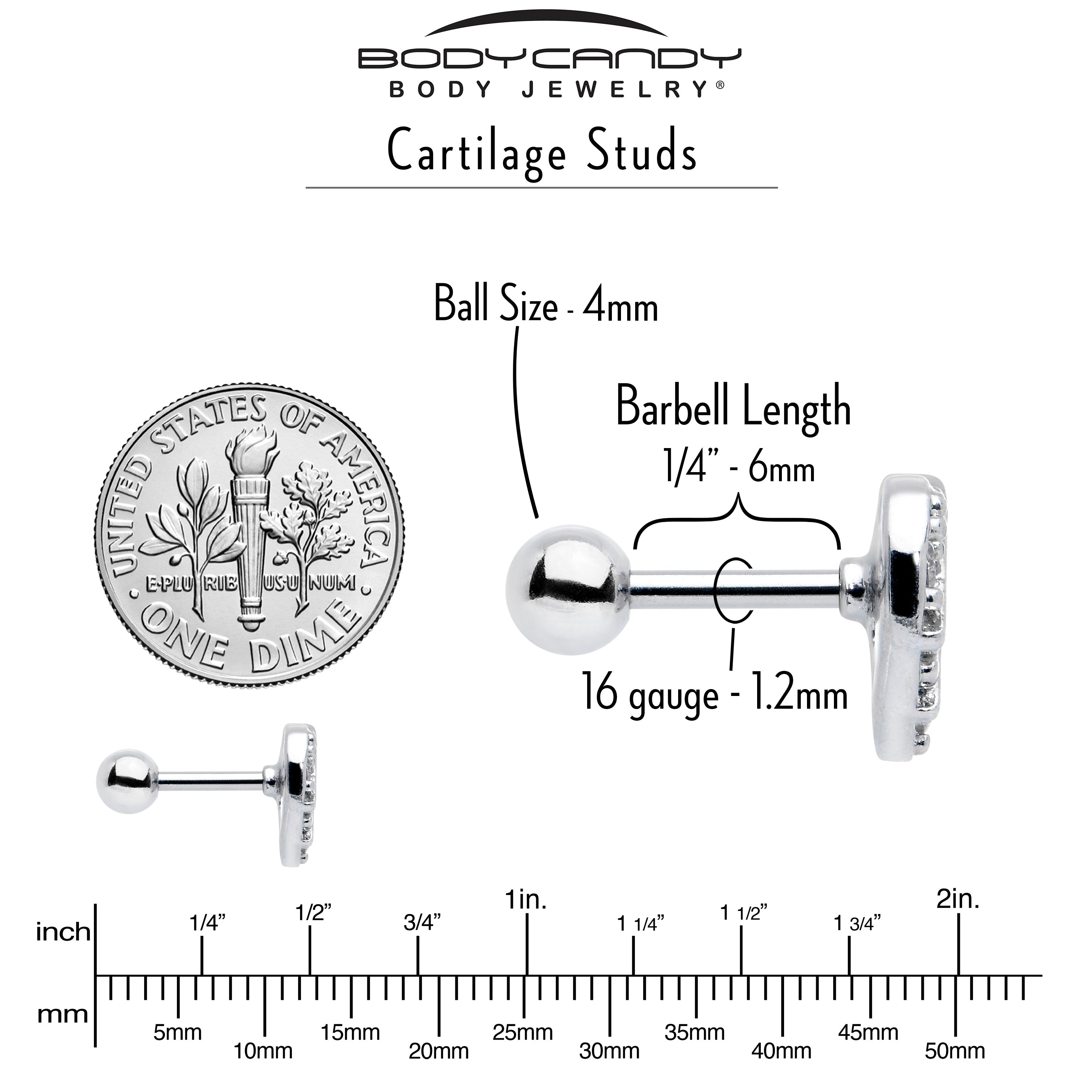 BodyCandy 16G 1/4 Clear CZ Gem Lattice Heart Cartilage Tragus Earring — lifestyle context