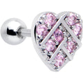 BodyCandy 16G 1/4 Pink CZ Gem Lattice Heart Cartilage Tragus Earring — main product shot