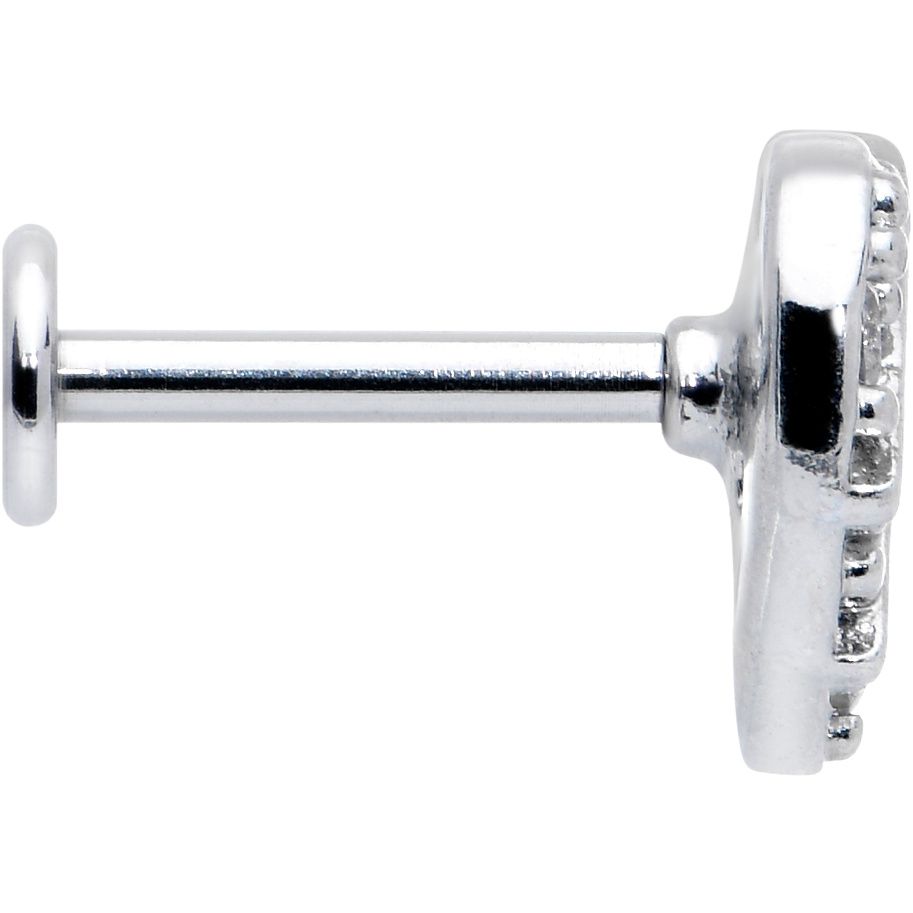 BodyCandy 16G 5/16 Clear CZ Gem Lattice Hear Internally Threaded Labret — detail close-up