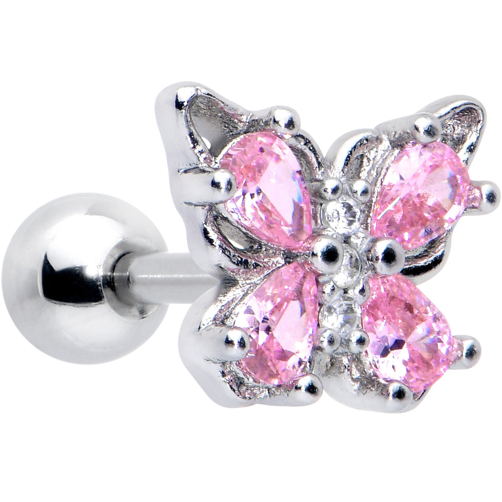 BodyCandy 16G 1/4 Pink Gem Butterfly Glory Cartilage Tragus Earring — main product shot